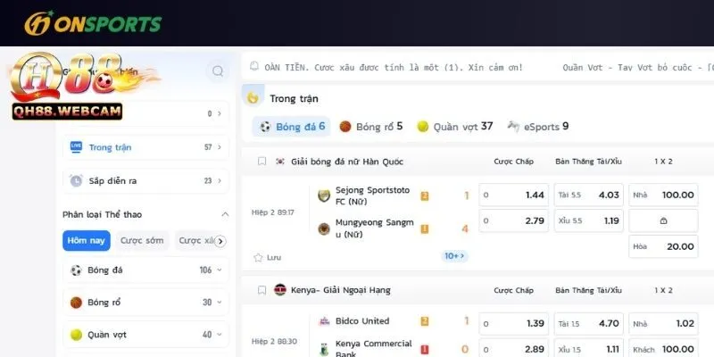 ON Sport - Sảnh Game Cá Cược Trực Tuyến, Nhiều Giải Đấu 1 Trải Nghiệm Cá Cược Trực Tuyến Tuyệt Vời tại ON Sport